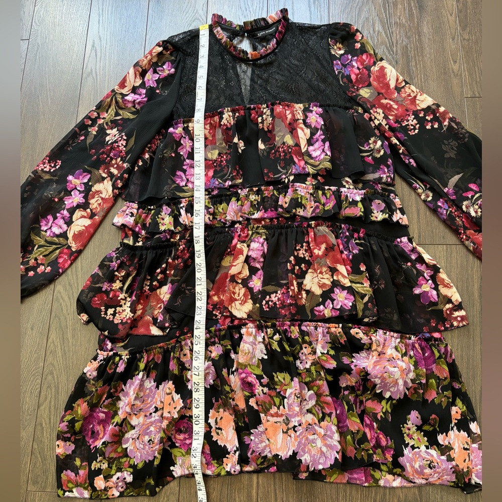 ZARA Floral Lace Tiered Frock Dress Multicolour Medium - Picture 10 of 13